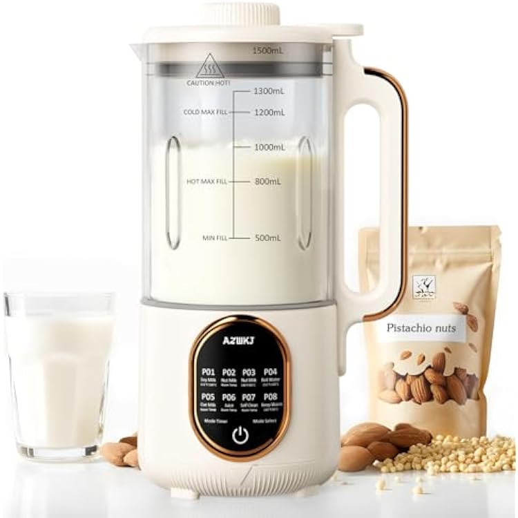 Upgraded 44oz Automatic Nut Milk Maker, 8 in 1 Homemade Soy Milk Maker,Almond Milk, Oat Milk, Coconut Milk & More and Nut Milk Machine with Delay StartSelf-Cleaning with Electronic Cookbook