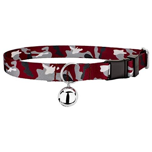 Country Brook Petz - Crimson and White Camo Cat Collar - Sports and Athletics Collection Featuring Spirited Designs