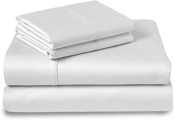 Pizuna 100% Cotton Sheets Set Full 400 Thread Count White