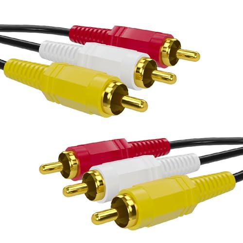 RCA Cable, AV Cable Gold Plated, YellowWhitered connectors 3 Male to 3 Male-4.6 Feet1PCS