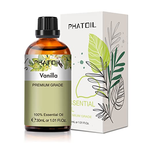 Vanilla Essential Oil, 1.01Fl.Oz 30ML PHATOIL Pure Essential Oil Singles for Aromatherapy Diffusers, Humidifiers, Great for DIY Candle and Soap Making, Gift for Friend