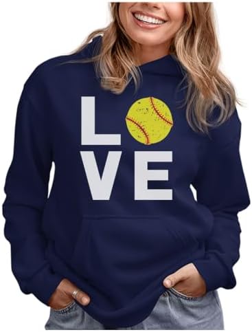 Tstars Love Softball Hoodie for Teen Girls and Women Gift Idea Players Coaches Fans Game Day Apparel