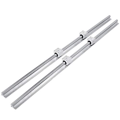 Happybuy 2PCS Linear Rail SBR20-1200mm, Linear Bearings and Rails with 4PCS SBR20UU Bearing Block, Linear Motion Slide Rails for DIY CNC Routers Lathes Mills, Linear Slide Kit fit X Y Z Axis