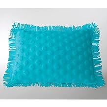 Montgomery Ward Chenille Dot Standard Sham in Blue, 100% Cotton, Tufted Design, Luxurious Fringe Edge, Soft Decorative Pillow Cover (Blue, Standard)