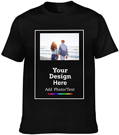Custom T-Shirt for Women Men Upload Photos Type Text Custom Shirt Gifts Personalized with Your Own Design Black