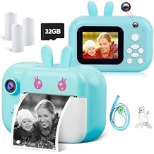 MINIBEAR Kids Camera Instant Print, 48MP Instant Print Camera for Kids 1080P Toddler Digital Video Camera Christmas Birthday Gifts for 3 4 5 6 7 8 9 10 Year Old Boys Toys, 3 Rolls Print Paper, Blue