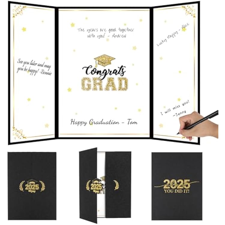 2025 Graduation Guest Book Alternative, Elegant Class of 2025 Party Decoration, Unique Signature Congrats for 2025 College High School Gifts Black