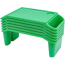 Kids Lap Desk Tray with Side Pockets, Plastic Breakfast Laptop Trays Kids Activity Lap Desk Tray Portable Bed Table Lap Desk for Kids Students Work Study School Classroom (6Pcs, Green)