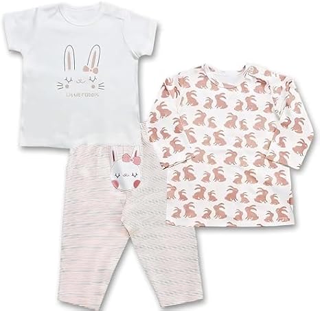 Newborn Girl Clothes - Baby Essentials, Newborn Essentials Must Haves, Toddler Girl Clothes with Shirts and Pajama - 3pc