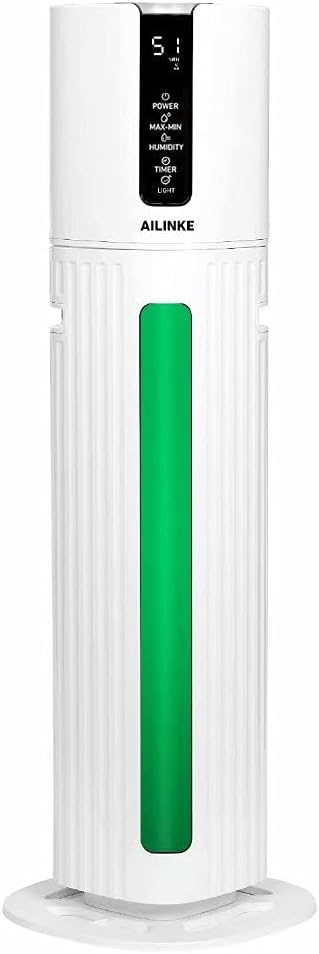 Large Humidifiers for Bedroom, Large Room Humidifiers with 2.11 Gallons Water Tank, 24 Hours Humidification in One Refill with Maximum 300mLh Mist Output, Light Function