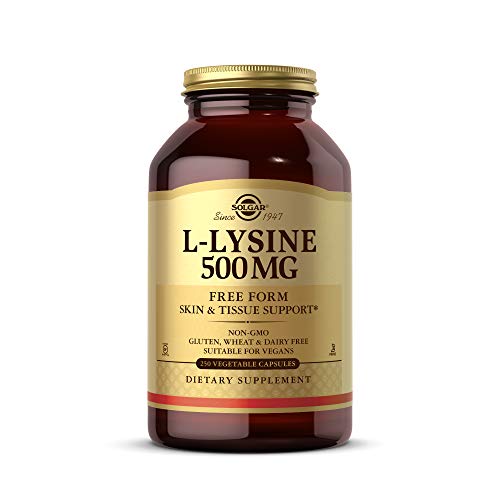 Solgar L-Lysine 500 mg, 250 Vegetable Capsules - Enhanced Absorption & Assimilation - Promotes Integrity of Skin & Lips - Collagen Support - Amino Acids - Non-GMO, Vegan, Gluten Free