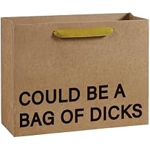 WRAPAHOLIC 13" Large Funny Birthday Kraft Paper Gift Bag - Could Be a Bag of Dicks Design Paper Bags for Friends Birthday and Valentine's Day