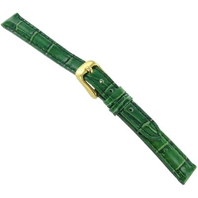 Milano 14mm DB Baby Crocodile Grain Green Padded Stitched Watch Band Strap
