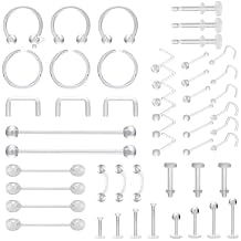 Clear Plastic Earrings for Sports Work - 16 Gauge Invisible Labret Studs- Flat Push-In Retainers for Ears, Cartilage, Helix, Tragus, Lip, Monroe, Medusa - MRI Safe, Surgery- Bioflex Clear Piercing Jewelry