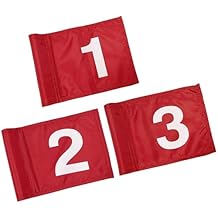 3PCS Numbered Golf Flag 8x6 Inch Upgraded Dual-Layer 420D Nylon Putting Green Golf Flags with Tube Inserted, Mini Practice Golf Target Flag for Yard Backyard Garden Outdoor Indoor