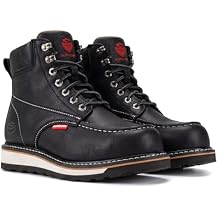 SUREWAY 6 Mens Heavy Duty Soft/Composite/Steel Toe Work Boots for Men,Comfortable & Durable,GoodyearWelt,Full Grain Leather,Oil/Slip Resistant,Wedge Moc Toe Industrial Construction Boots/Shoes
