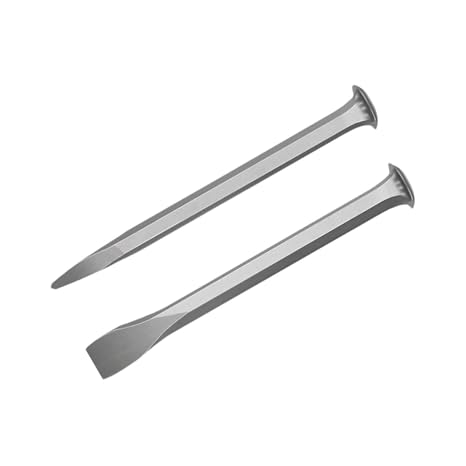 2 Pieces Cement Chisel Concrete Masonry Chisel Hand Chisel Sandblasting Surface Heavy Duty Multipurpose Flat and Pointed, 250mm