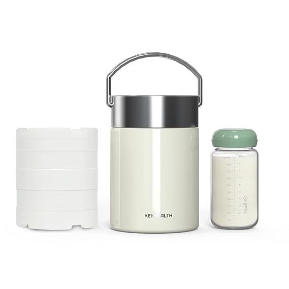 11oz Stainless Steel Breast Milk Cooler, 360 Cooling Gel Ring, 14-Hour Cold Storage, BPA-Free 11oz Bottle, Leak-Proof Portable Cooler for Half-Day Pumping, Work & Travel
