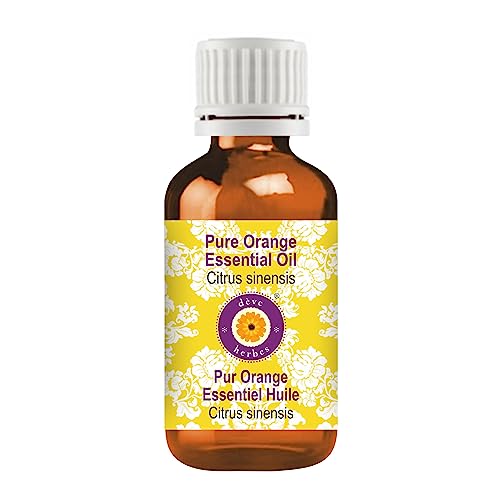 deve herbes Orange Essential Oil Citrus sinensis Pure | Non-Sticky | Non-Greasy | Lightweight | Men & Women | All Skin Types | Steam Distilled 15ml 0.5 oz