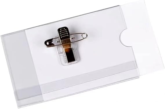 20 Pack Name Badges Name Tag with Clip and Pin, Waterproof Plastic Badge Holders Clear Badge ID Card Holders for School, Colleges, Office, and Corporate Conference(9 * 5.6cm)