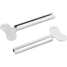 2Pcs Tube Toothpaste Squeezer Keys Metal Hair Dye Color Key Roller Dispenser Wringer Tool Durable Processing,Bathroom Safety, Aids and Accessories,Tube Squeezers (2Pcs Silver)