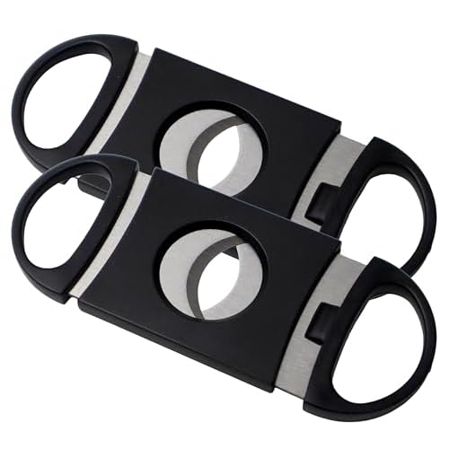 2-Piece Cigar Cutter Set Plastic & Stainless Steel Guillotine Cutters for Precise Trimming