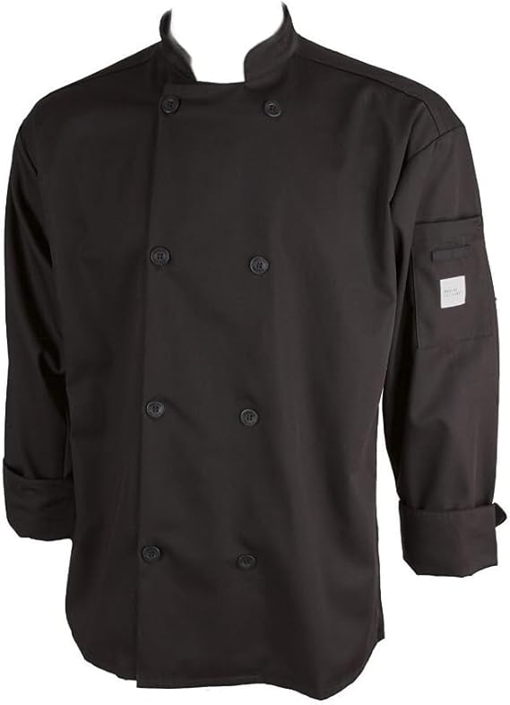 Mercer Culinary M60010BKXS Millennia Mens Cook Jacket with Traditional Buttons, X-Small, Black