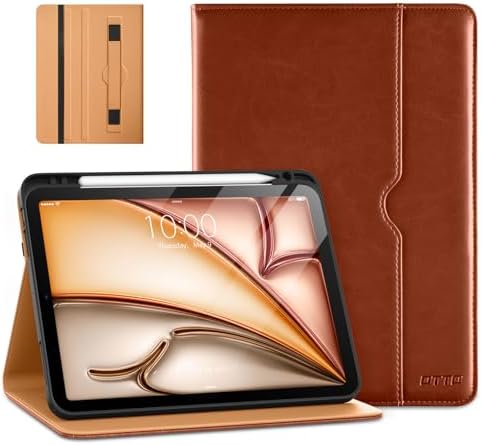 DTTO for iPad Air 11-inch Case M4/M3/M2 (2026/2025/2024), iPad Air 5th / 4th Generation (2022/2020), Premium Leather Business Folio Stand Cover with Pencil Holder - Auto Sleep/Wake, Brown