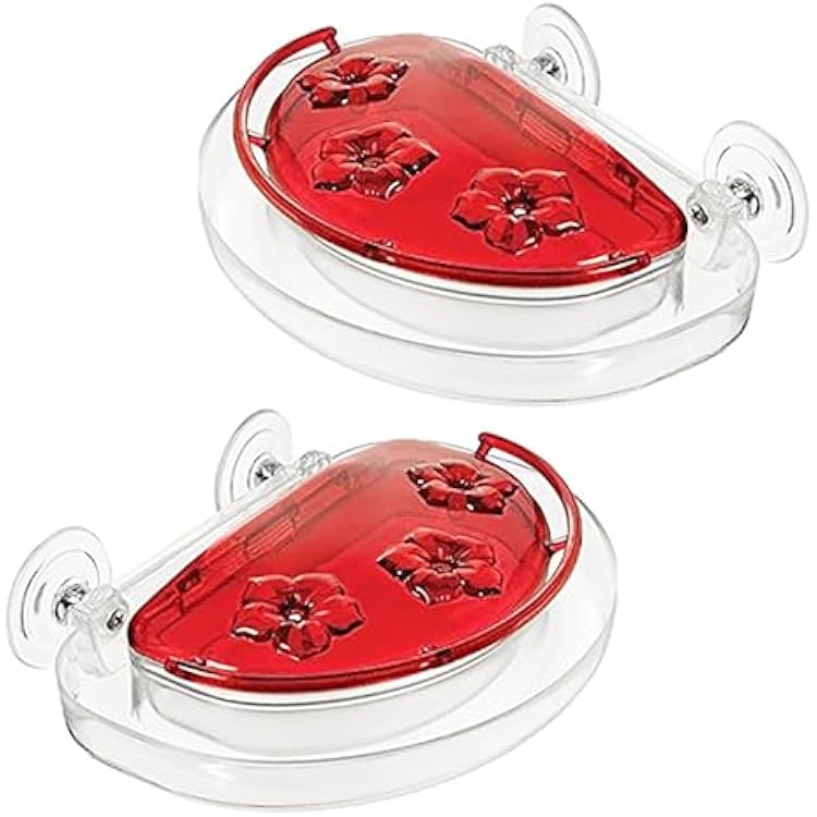 Aspects Jewel Box Window Hummingbird Feeder 8 oz, Tinted Red, 2-Pack 2 Items