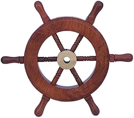 Brass Nautical Wooden Marine Ship Wheel (6 Inch)