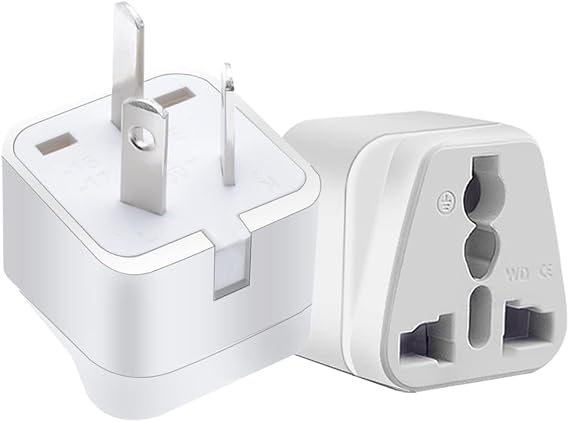 2Pcs White UK/US/EU Socket tiAustralia 3Prong Travel Plug Adapter