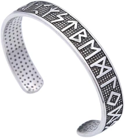 Viking Rune Bangle Bracelet - Nordic Elder Futhark Runes Viking Cuff - Celtic Pagan Jewelry