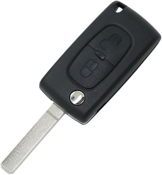 Replacement Key Shell CE0523 Type VA2 Blade Compatible with PEUGEOT CITROEN 2 Button Keyless Entry Flip Remote Key Case Fob SS310C