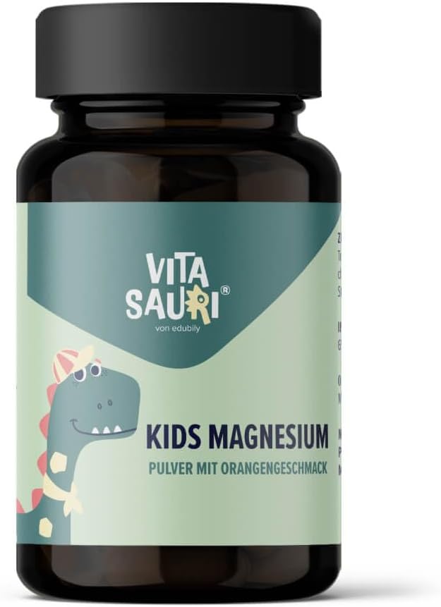 Vitasauri Kids Magnesium - Magnesium Citrate Powder for Children - Delicious Orange Flavour - Vegan - No Sugar (65 g)