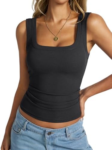 EasyGala Womens Cotton Ribbed Square Neck Tank Tops Basic Backless Sleeveless Summer Cami Shirts 2025