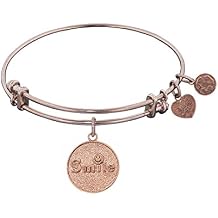 Stipple Finish Brass Smile Bangle Bracelet, 7.25"