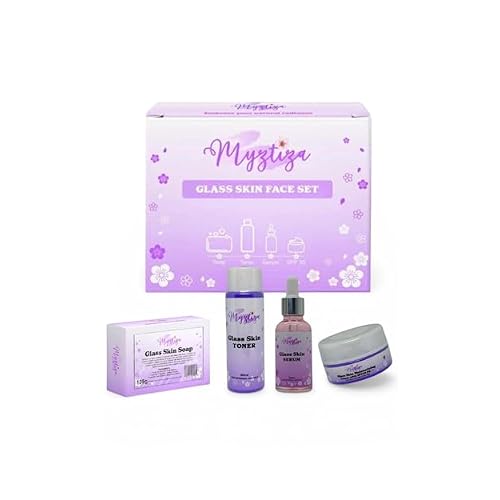 Glass Skin Face Set featuring the Glass Skin Soap 135 GM , Toner 60 ML, Serum 30 ML, and Moisturizing Cream with SPF 30  25 GM: Achieve Radiant, Hydrated, Glass-Like Skin