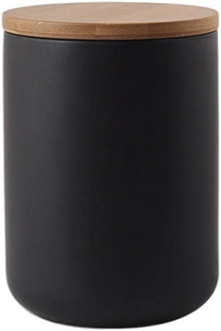 YYW Ceramic Food Storage Containers with Lids, 800ml/27oz Food Storage Jar | Black Kitchen Storage Containers, Good for Flour, Coffee Bean, Sugar, Tea, Spices and More, Home Decor
