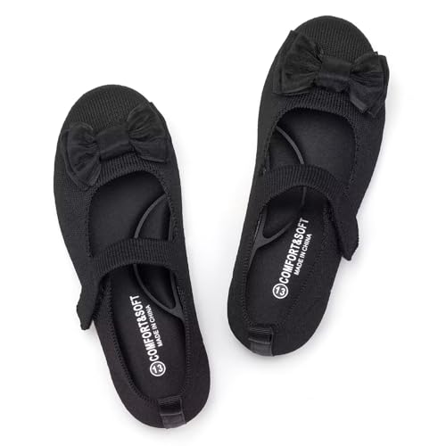 Frank Mully Girls Dress Shoes Mary Janes Girl Flats Slip on Ballet Flat Party School Shoes with Bow ToddlerLittle KidBig Kid