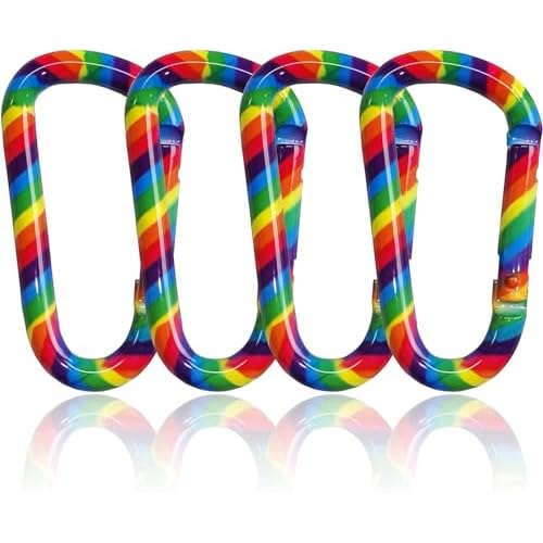 Yak Boss Rainbow Carabiner Clip - Gay Pride Gifts - Rainbow Keychain Clip for Pants, Backpacks, Purses, Keys - 4 Pack