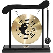 lyrlody Chinese Desktop Gong, Desktop Gong Strike with Wooden Base Zen Decoration Made of Wood and Copper, for Home Office Living Room (Bagua diagram)