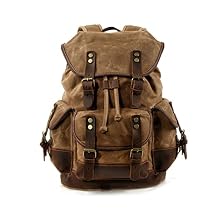 FANDARE Vintage Backpack for Women & Men 15.6 Inch Laptop Backpack Large Capacity Canvas College Bookbag Travel Hiking Work Commuter Daypack Khaki