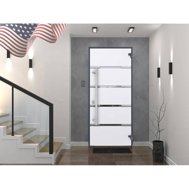 VDOMDOORS Front Exterior Prehung Steel DoorDeux 1105 Gray GraphiteStainless Inserts Single Modern Painted-W36 x H80-Left-hand Inswing