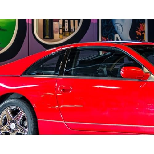 Rvinyl Pillar Post Window Trim Compatible with Nissan 300ZX 1989-1996 22 Coupe - Aluminum Brushed Black
