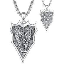 925 Sterling Silver St Michael/Virgin Mary Pendant Necklace, Religious Amulet Jewelry Gift for Men Women