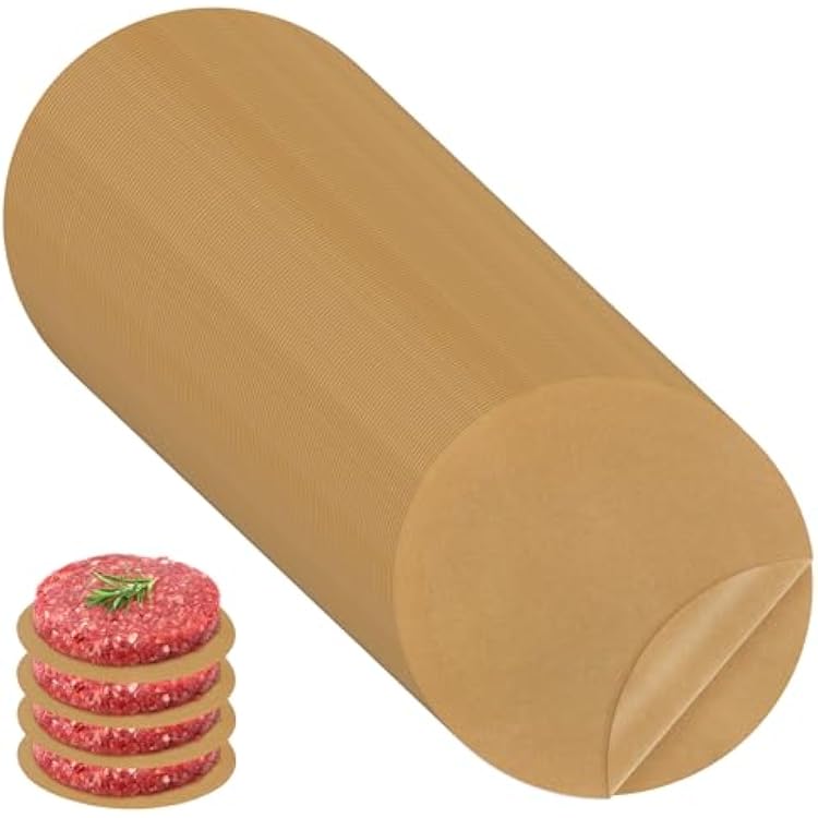 220pcs 4 inch Unbleached Parchment Paper Sheets for baking, Burger Patty Parchment Paper Rounds, Heavy Duty Precut Brown Non-Stick liners for Separating Patties, Bread, Tortilla Wrapping
