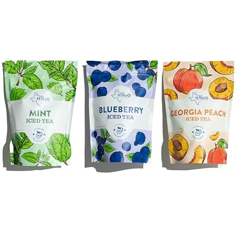 HTeaO Iced Tea Bags - Makes 16 Gallons (Peach, Blueberry, Mint)