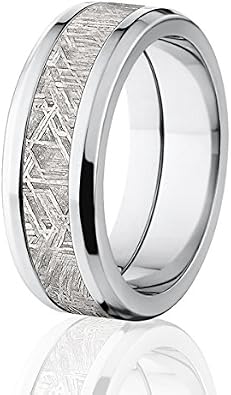 The Jewelry Source 8mm Beveled Titanium & Meteorite Ring