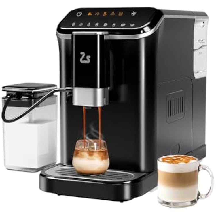 Fully Automatic Espresso Coffee Machine with Built-In Grinder, Milk Frother, Touchscreen, 20 Bar Pump Pressure, 1.5L Detachable Water Tank, One-Touch Latte & Cappuccino Maker, 1350W Gold