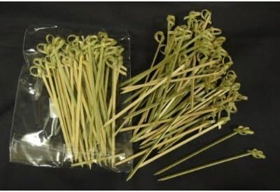 100 Pcs Decorative Bamboo Picks with Twisted End 4.5"